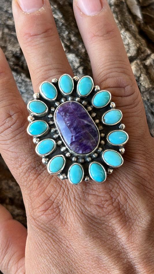 Purple charoite and Kingman turquoise